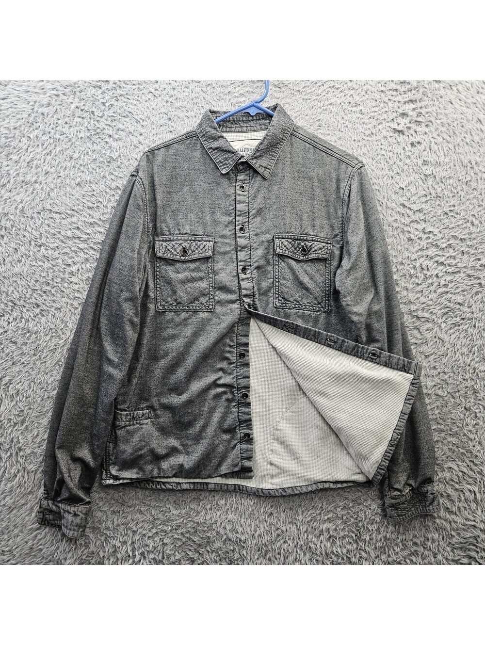 California Cowboy Thermal Lined Flannel Shirt Jacket Shacket Men Large *Pilling
